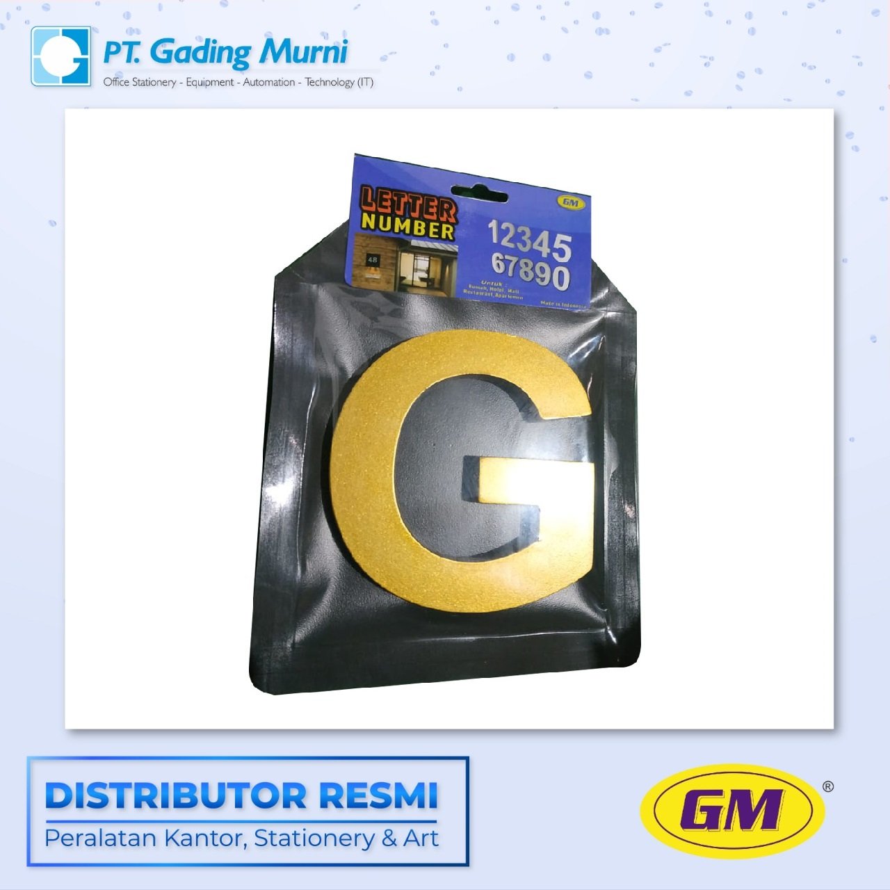 LABEL GM HURUF G GOLD