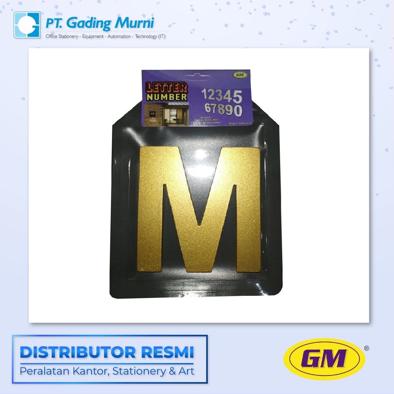 LABEL GM HURUF M GOLD