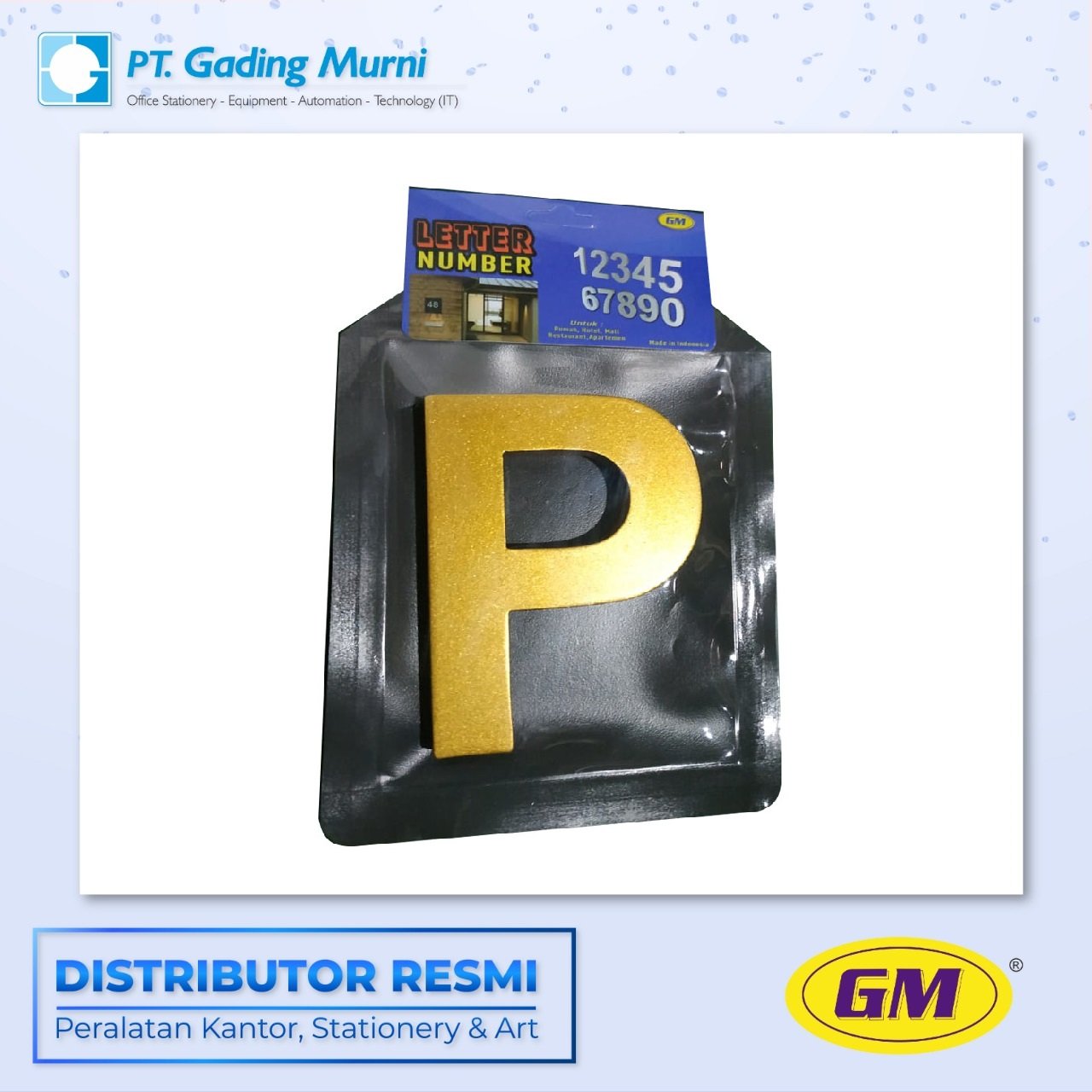 LABEL GM HURUF P GOLD