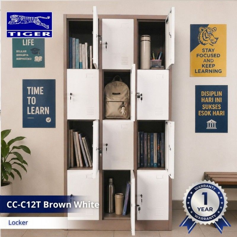 TIGER LOCKER CC-C12T 12 PINTU 7811S+0014 BROWN WHITE SANDY