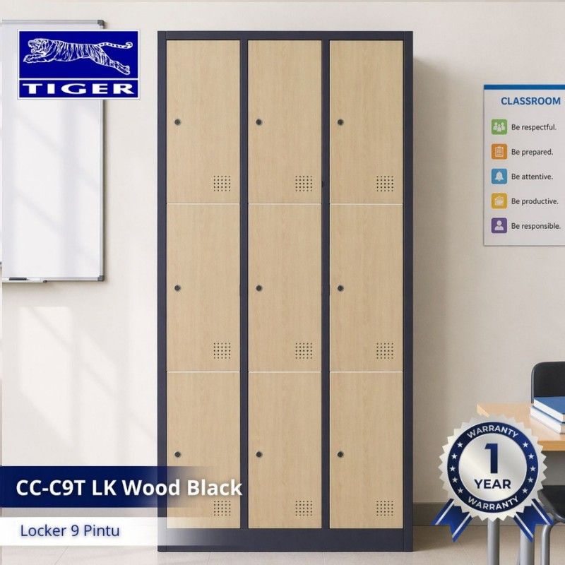 TIGER LOCKER CC-C9T 9 PINTU 126 WOOD BLACK SANDY