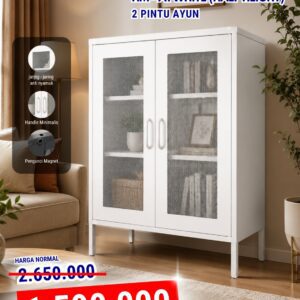 TIGER CABINET HM-A1 (HALF HEIGHT) 2 PINTU AYUN #0716 WHITE
