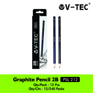 V-TEC GRAPHITE PENCIL 2B PSL-212 ISI 12PCS