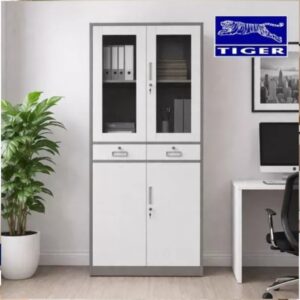 TIGER ALMARI FC-1804 PINTU AYUN (FULL HEIGHT) PINTU PLAT+KACA AYUN+LACI BROWN WHITE 7811S+0014